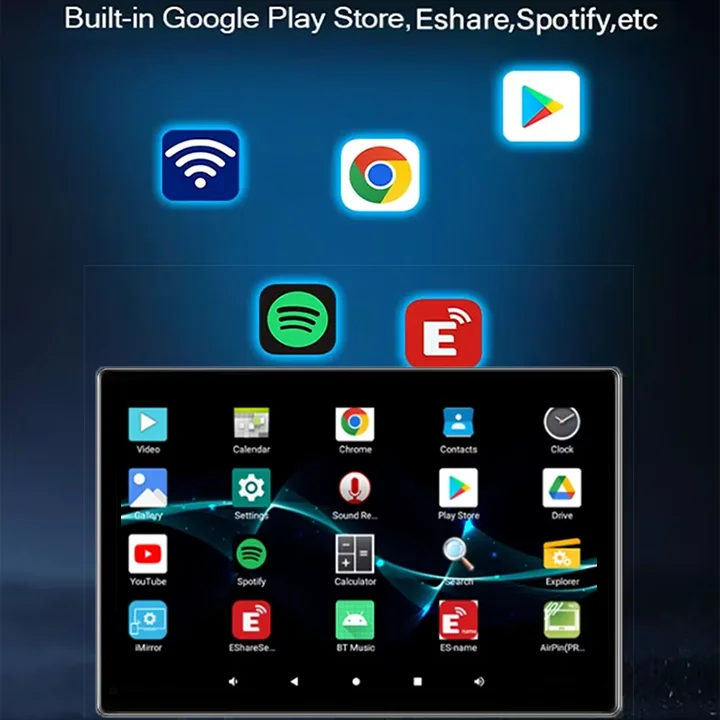8-inch Android 11 system, 4+64GB home background music, stereo sound, WIFI, touch screen, Bluetooth, wall audio amplifier